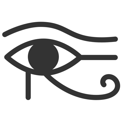 A line-drawn icon of an Egyptian eye