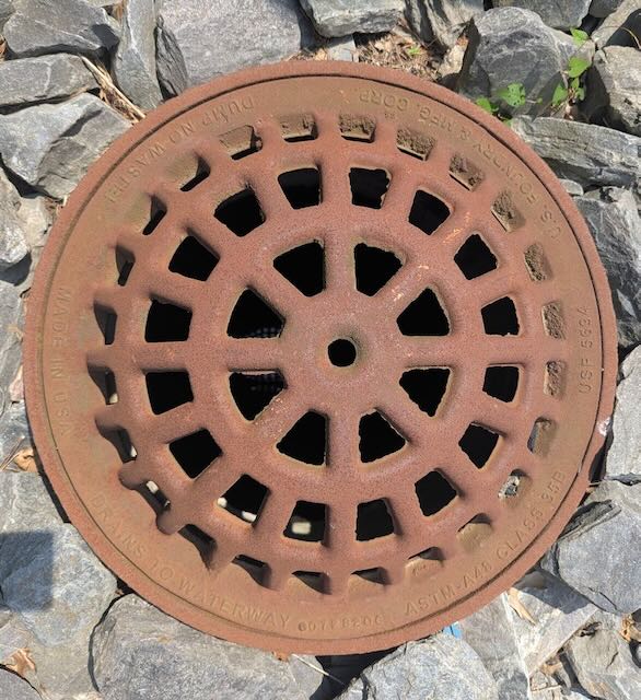 Sewer grate viewed from above